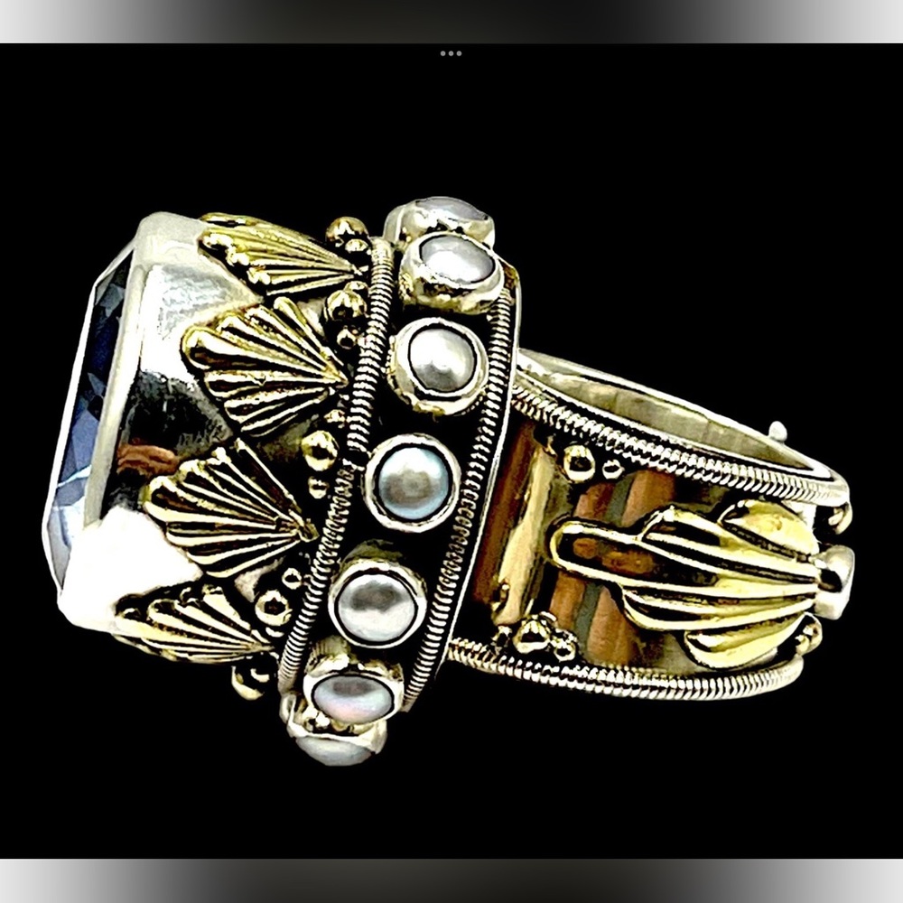 Mars&Valentine imperial sterling art deco fan quartz statement cocktail ring - Picture 3 of 16